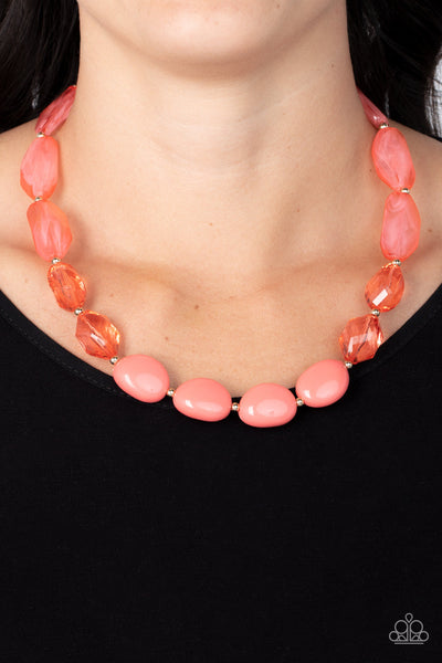 Private Paradise - Orange Paparazzi Necklace (#3813)