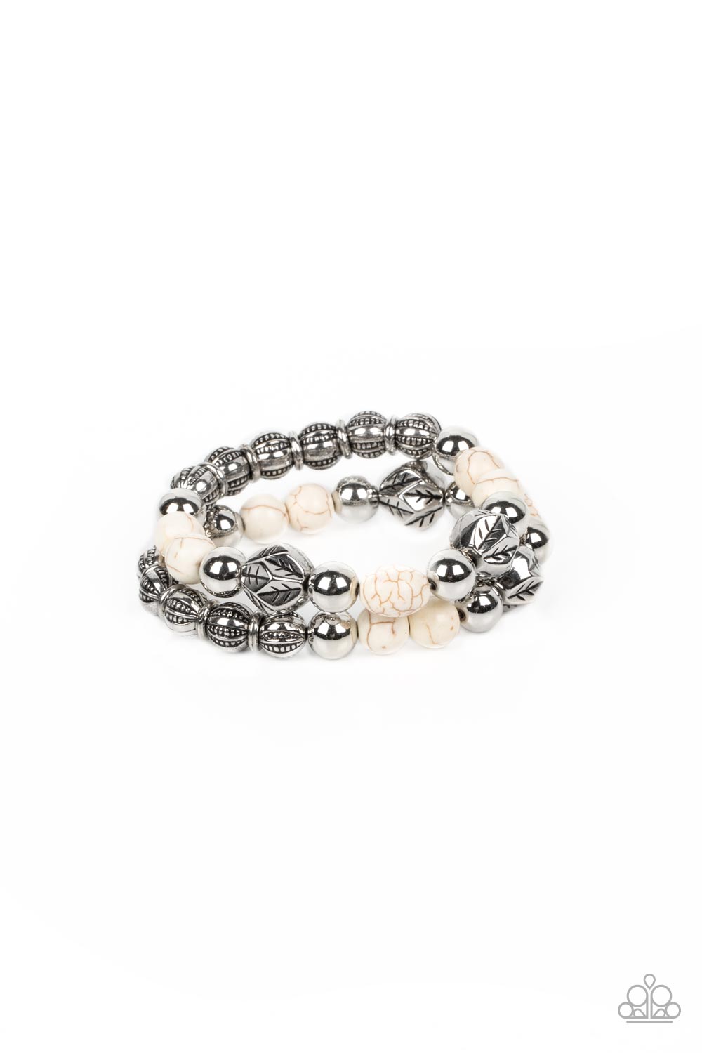Sagebrush Saga - White Paparazzi Bracelet (PZ-5458)