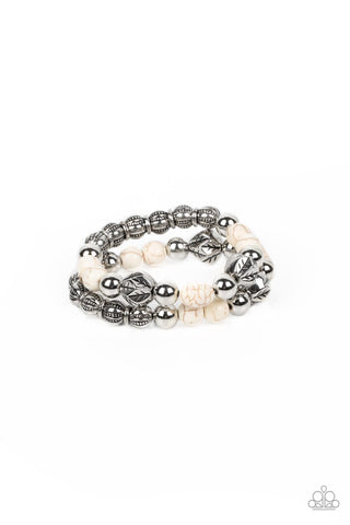 Sagebrush Saga - White Paparazzi Bracelet (#4192)