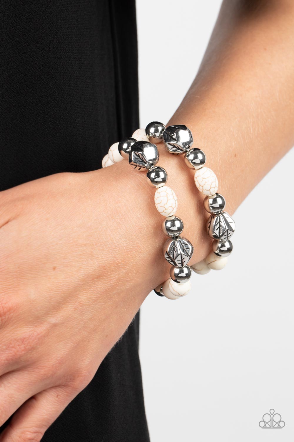 Sagebrush Saga - White Paparazzi Bracelet (PZ-5458)