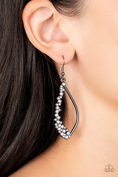 Sparkly Side Effects - Black Paparazzi Earring (#5493)