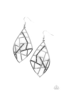 Geo Grid - Silver Paparazzi Earring (#5475)