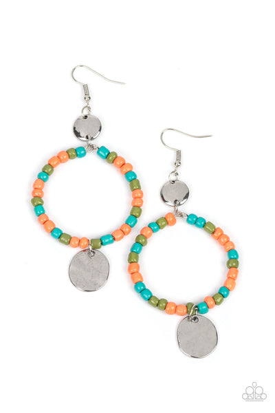 Cayman Catch - Orange Paparazzi Earring (#5054)