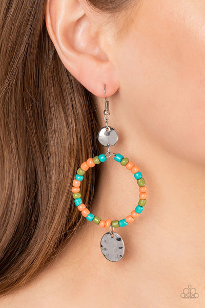 Cayman Catch - Orange Paparazzi Earring (#5054)