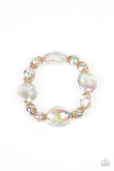 Iridescent Illusions - Gold Paparazzi Bracelet (#1582)