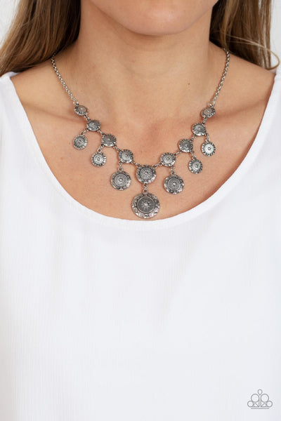 Sahara Stars - Silver Paparazzi Necklace (#3998)