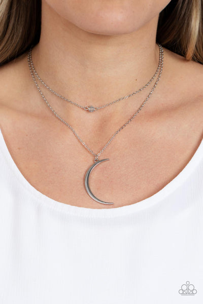 Modern Moonbeam - Silver Paparazzi Necklace (#3962)