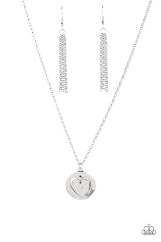 Heart Full of Faith - White Paparazzi Necklace (#1644)