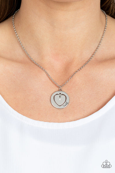 Heart Full of Faith - White Paparazzi Necklace (#1644)