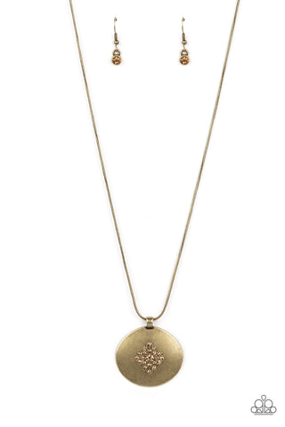 Center of the Cosmos - Brass Paparazzi Necklace (#3592)