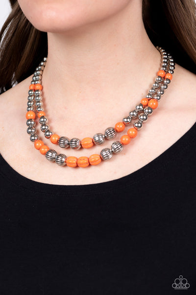 Country Road Trip - Orange Paparazzi Necklace (S040)