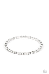 Rhinestone Spell - White Paparazzi Bracelet (#2388)