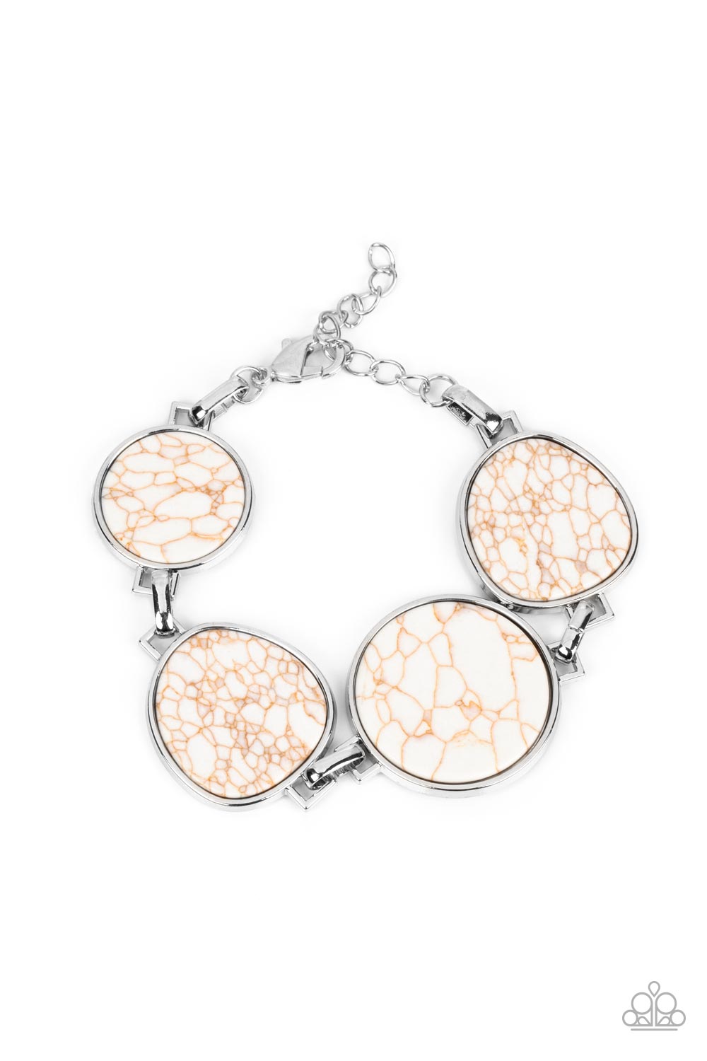 Flat Out Frontier - White Paparazzi Bracelet (PZ-775)