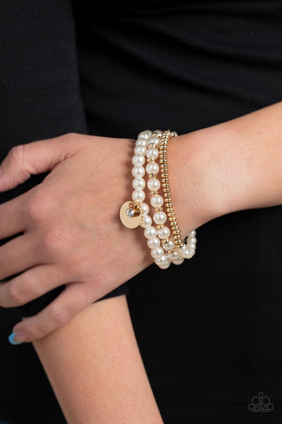 Pearly Professional - Gold Paparazzi Bracelet (3595)