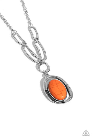 Sandstone Stroll - Orange Paparazzi Necklace (#1510)