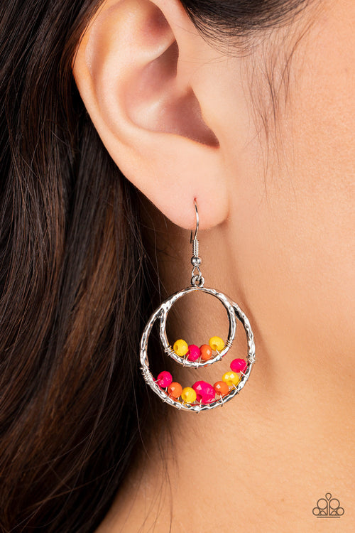 Bustling Beads - Multi Paparazzi Earring (PZ-483)