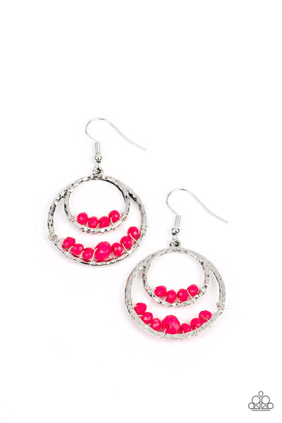 Bustling Beads - Pink Paparazzi Earring (5182)