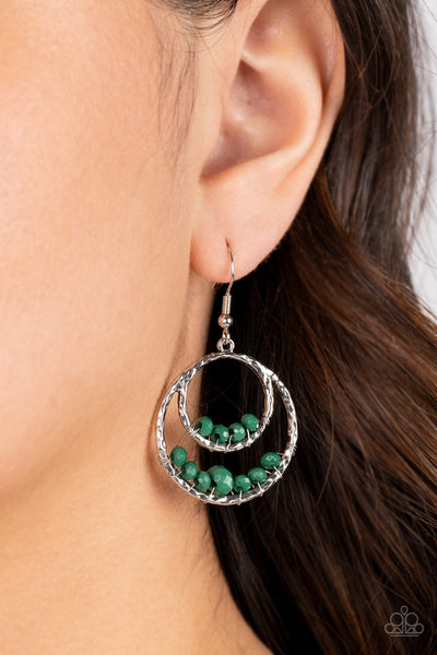 Bustling Beads - Green Paparazzi Earring (#3333)