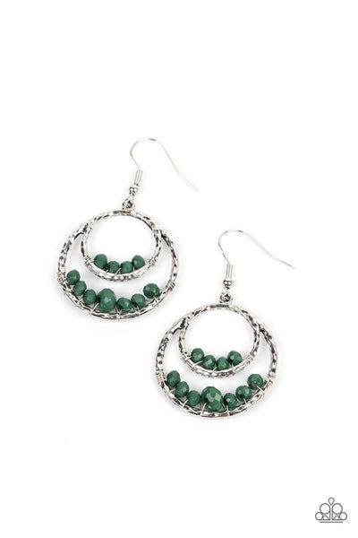 Bustling Beads - Green Paparazzi Earring (#3333)