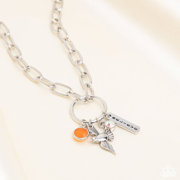 Inspired Songbird - Orange Paparazzi Necklace (#2658)