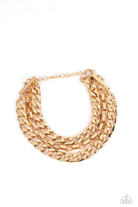 Heavy Duty - Gold Paparazzi Bracelet (#1892)