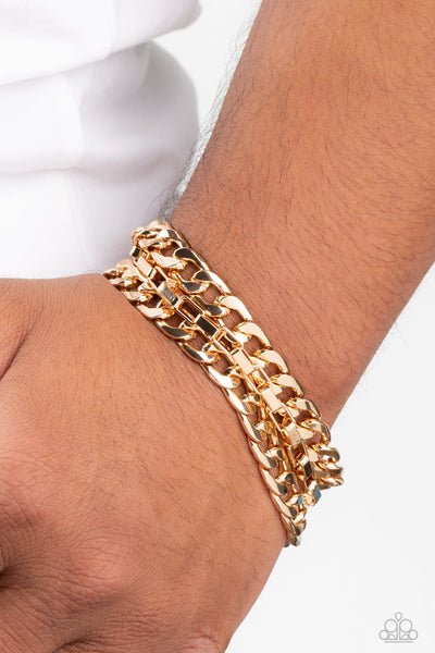 Heavy Duty - Gold Paparazzi Bracelet (#1892)