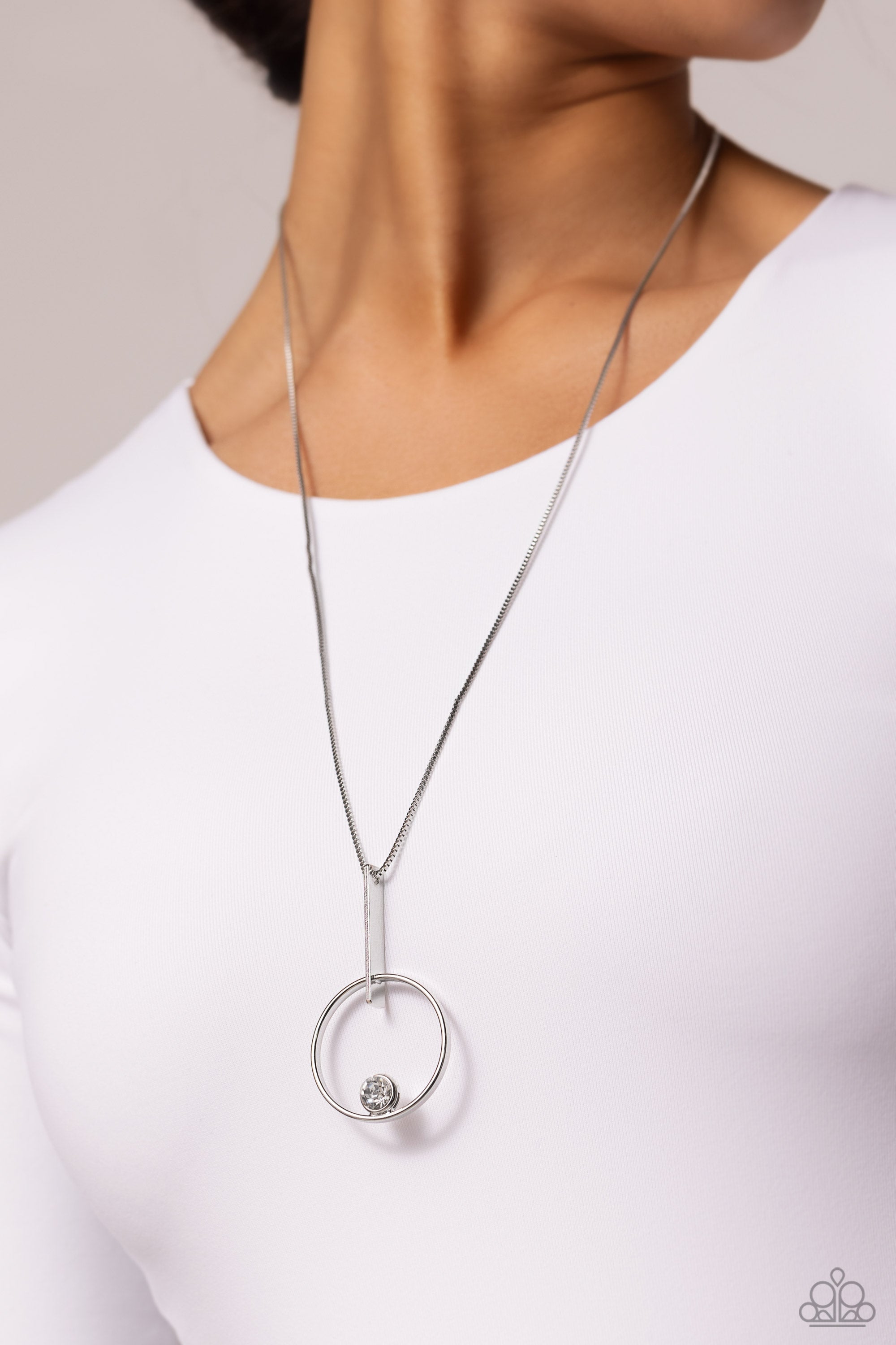 Hooped Theory - White Paparazzi Necklace (#5588)