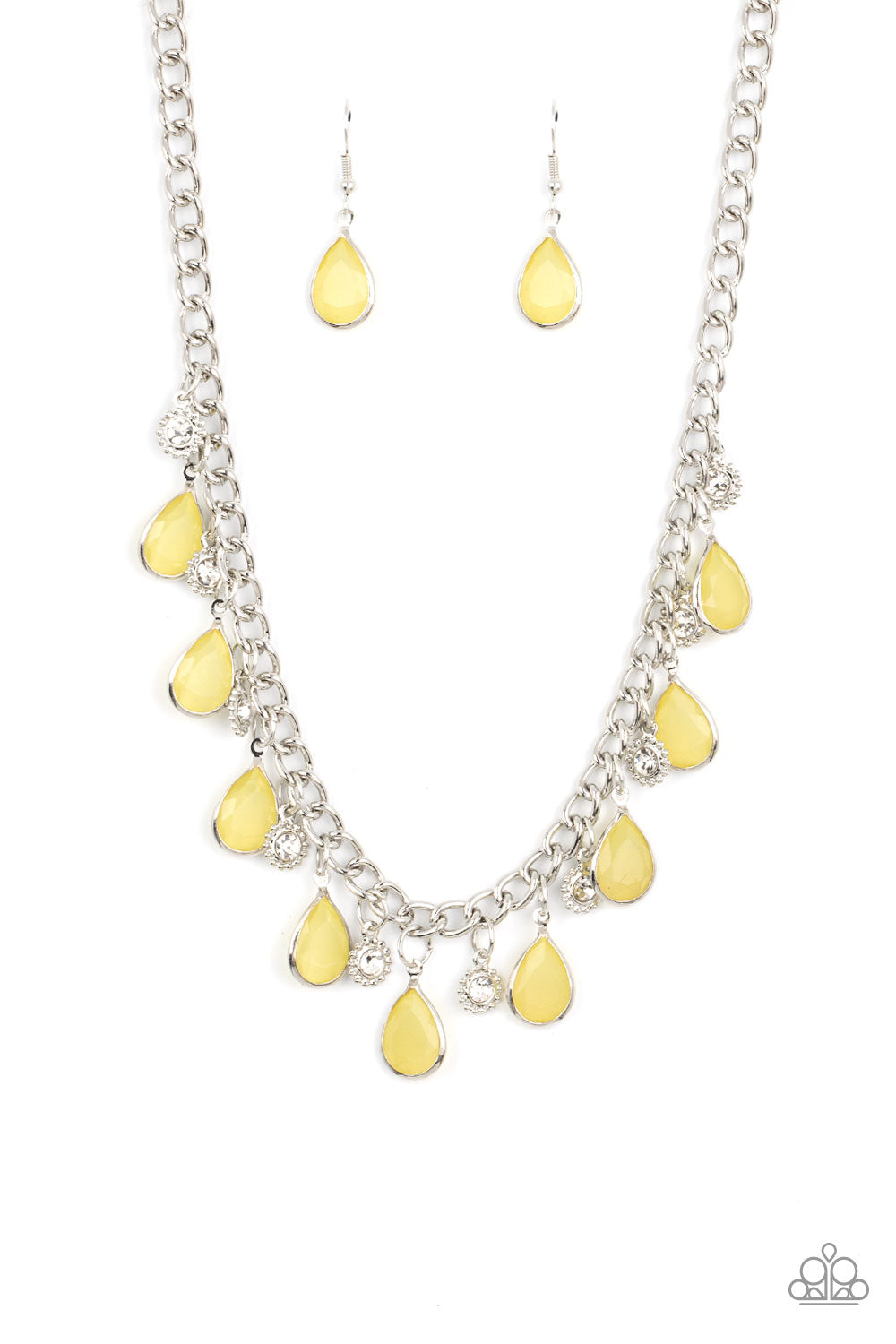 Frosted and Framed - Yellow Paparazzi Necklace (#954)