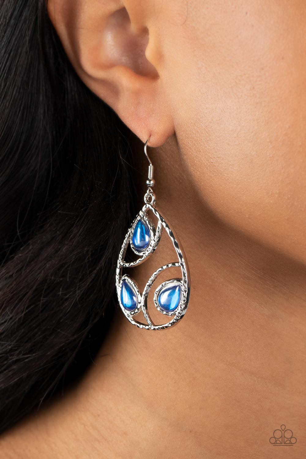 Send the BRIGHT Message - Blue Paparazzi Earring (PZ-3749)