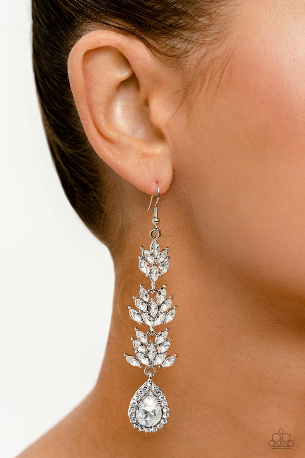 Water Lily Whimsy - White Paparazzi Life of the Party Earring Feb 2023 (LOP39)