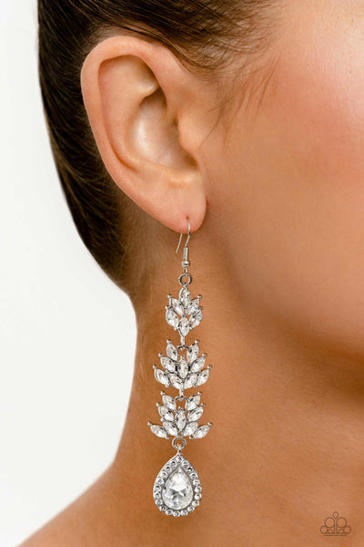 Water Lily Whimsy - White Paparazzi Life of the Party Earring Feb 2023 (LOP39)