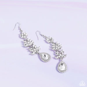 Water Lily Whimsy - White Paparazzi Life of the Party Earring Feb 2023 (LOP39)