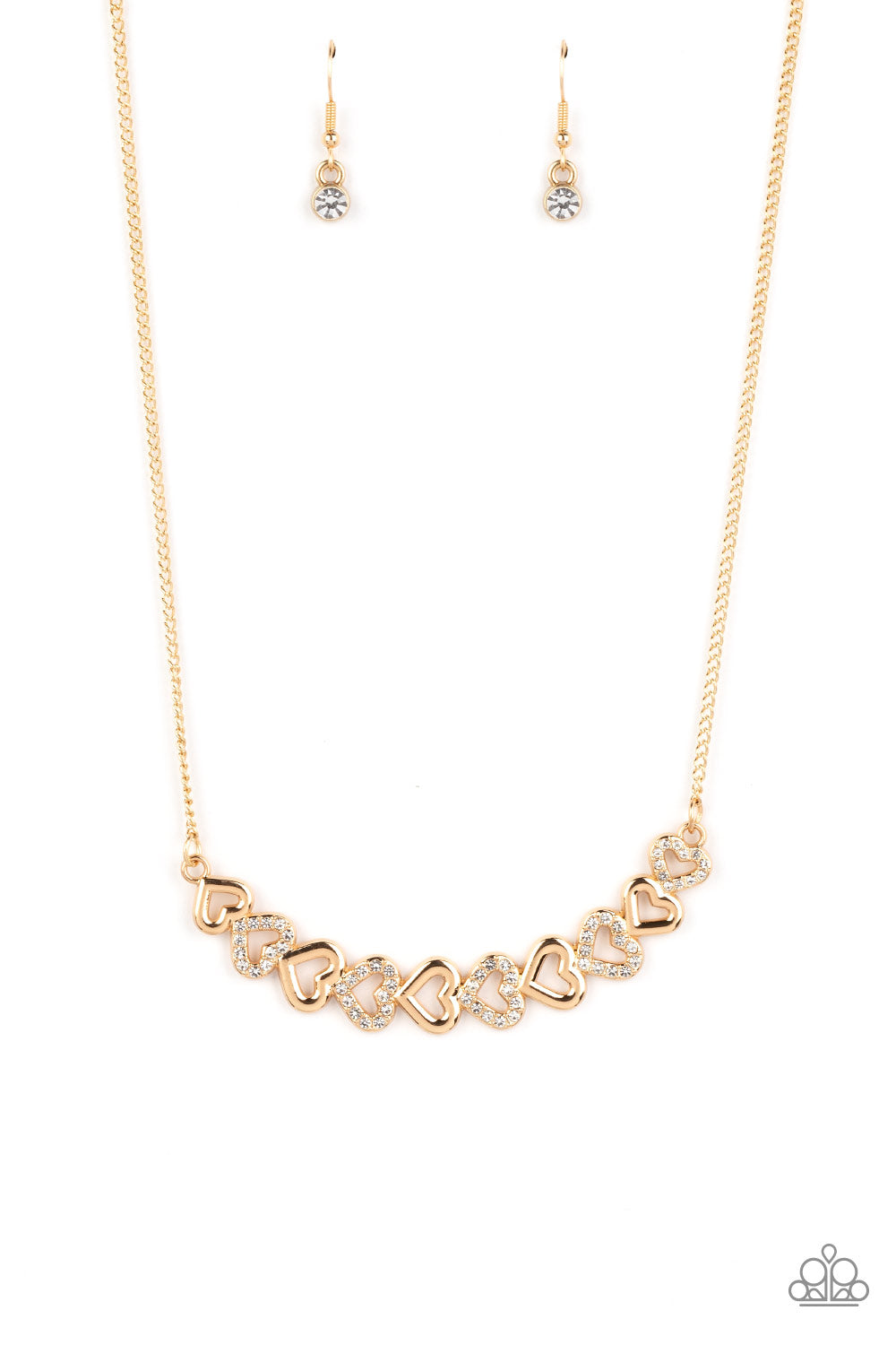 Sparkly Suitor - Gold Paparazzi Necklace  (4553)