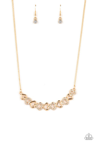 Sparkly Suitor - Gold Paparazzi Necklace  (4553)