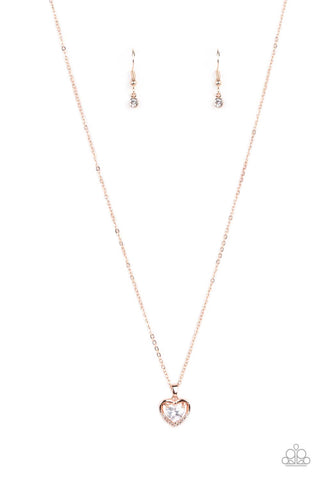 Effulgently Engaged - Rose Gold Paparazzi Necklace (2407)