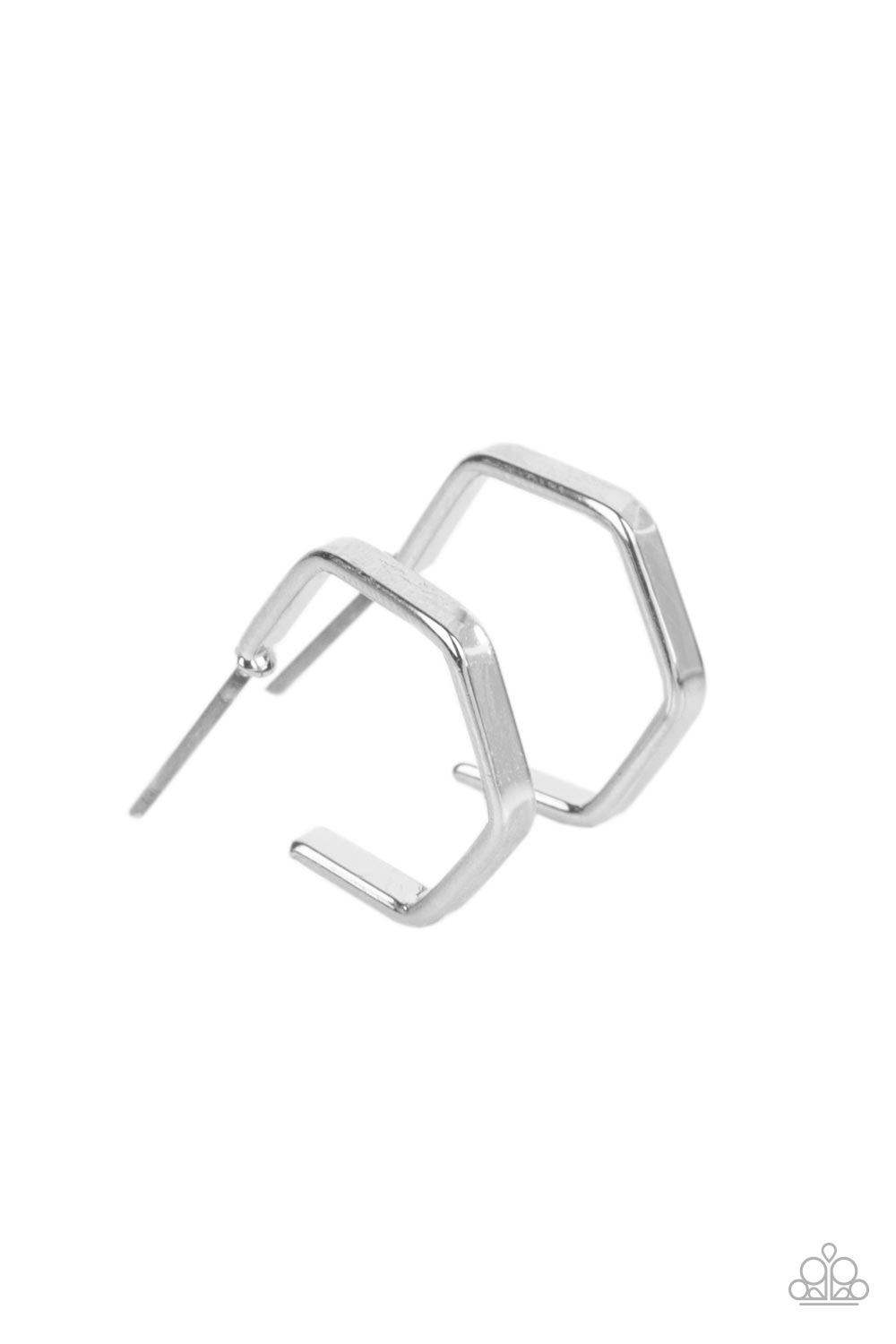 Haute Hexagons - Silver Paparazzi Earring (PZ-2620)