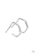 Haute Hexagons - Silver Paparazzi Earring (PZ-2620)