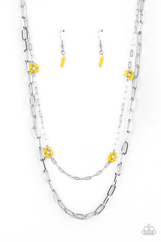 Bold Buds - Yellow Paparazzi Necklace (PZ-413)