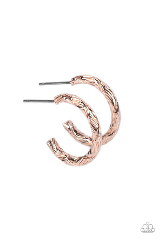 Triumphantly Textured - Rose Gold Paparazzi Earring (5077)