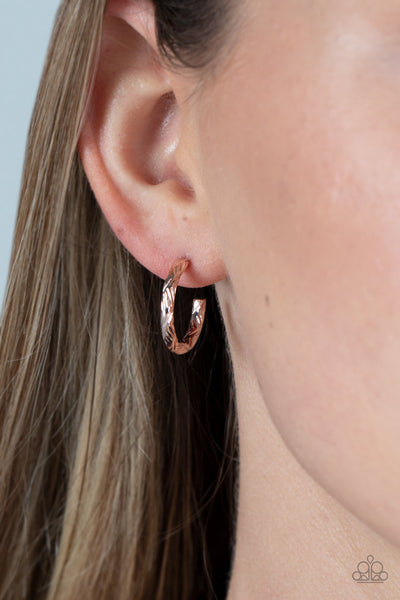 Triumphantly Textured - Rose Gold Paparazzi Earring (5077)