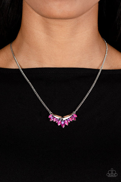 Flash of Fringe - Pink Paparazzi Necklace (#5465)