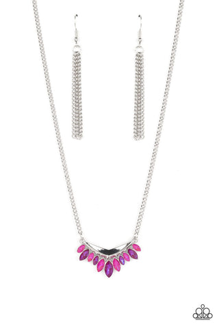 Flash of Fringe - Pink Paparazzi Necklace (#5465)