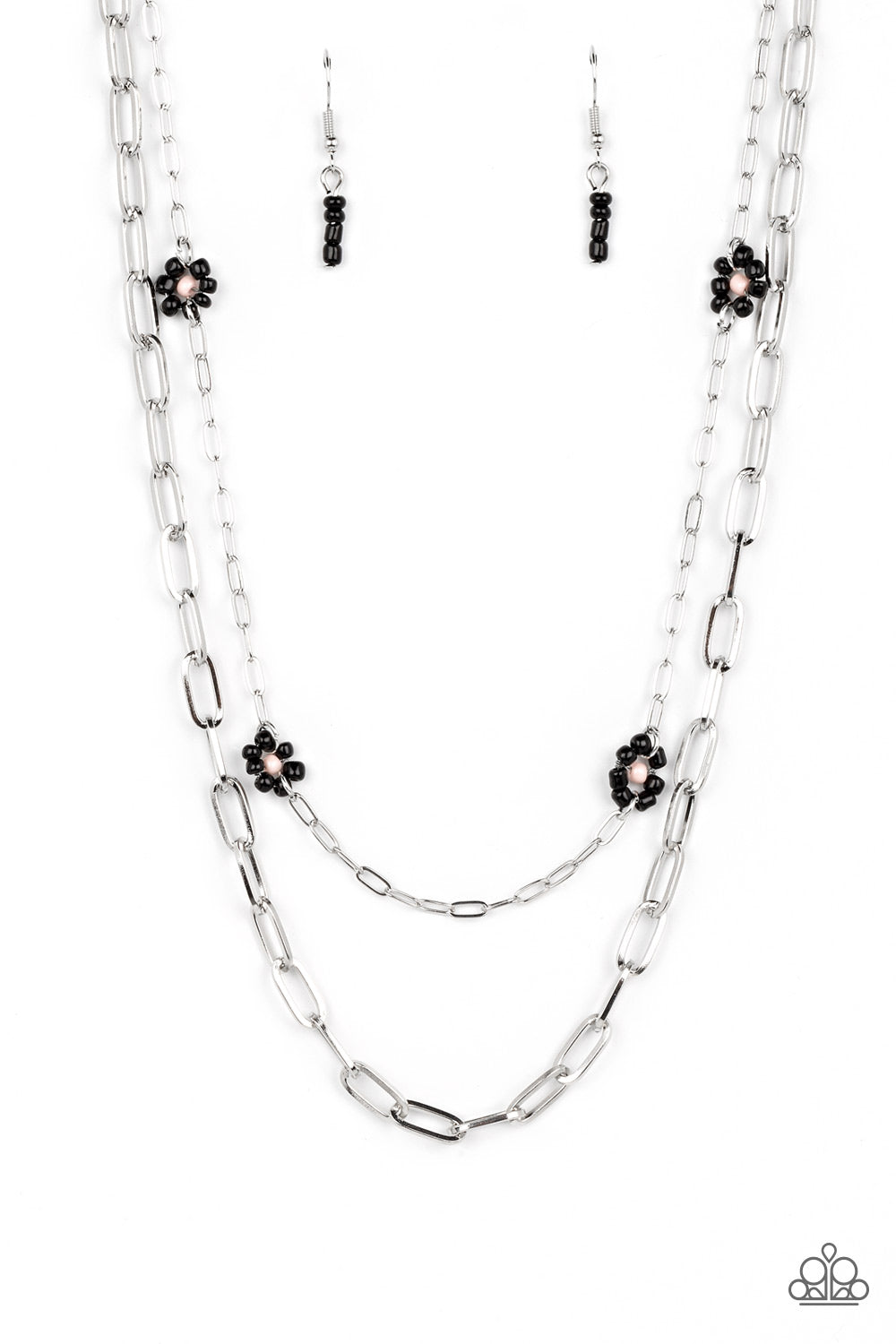 Bold Buds - Black Paparazzi Necklace (PZ-5656)