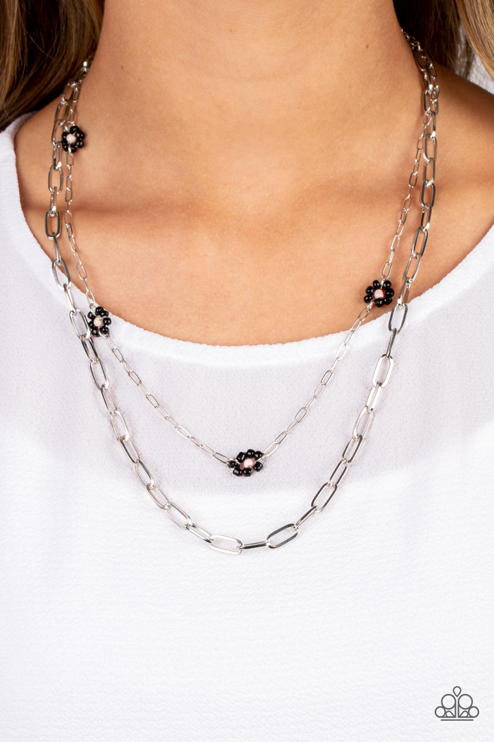 Bold Buds - Black Paparazzi Necklace (PZ-5656)
