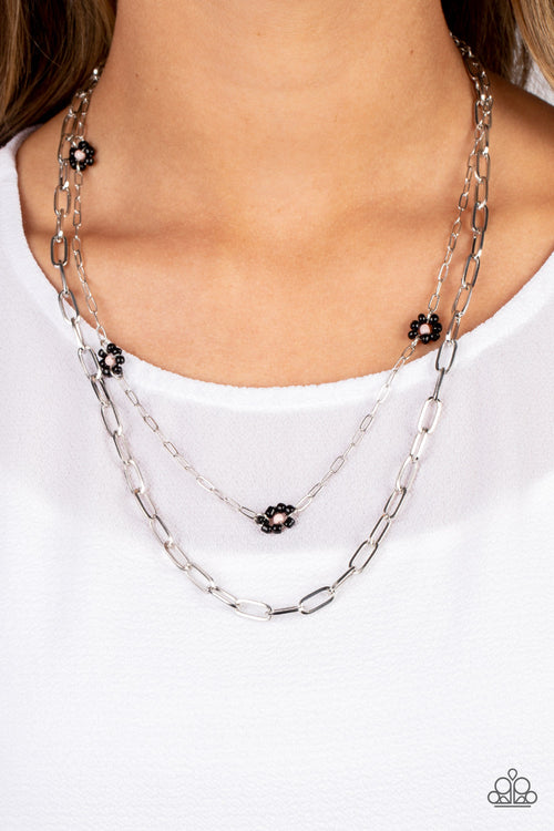 Bold Buds - Black Paparazzi Necklace (PZ-5656)
