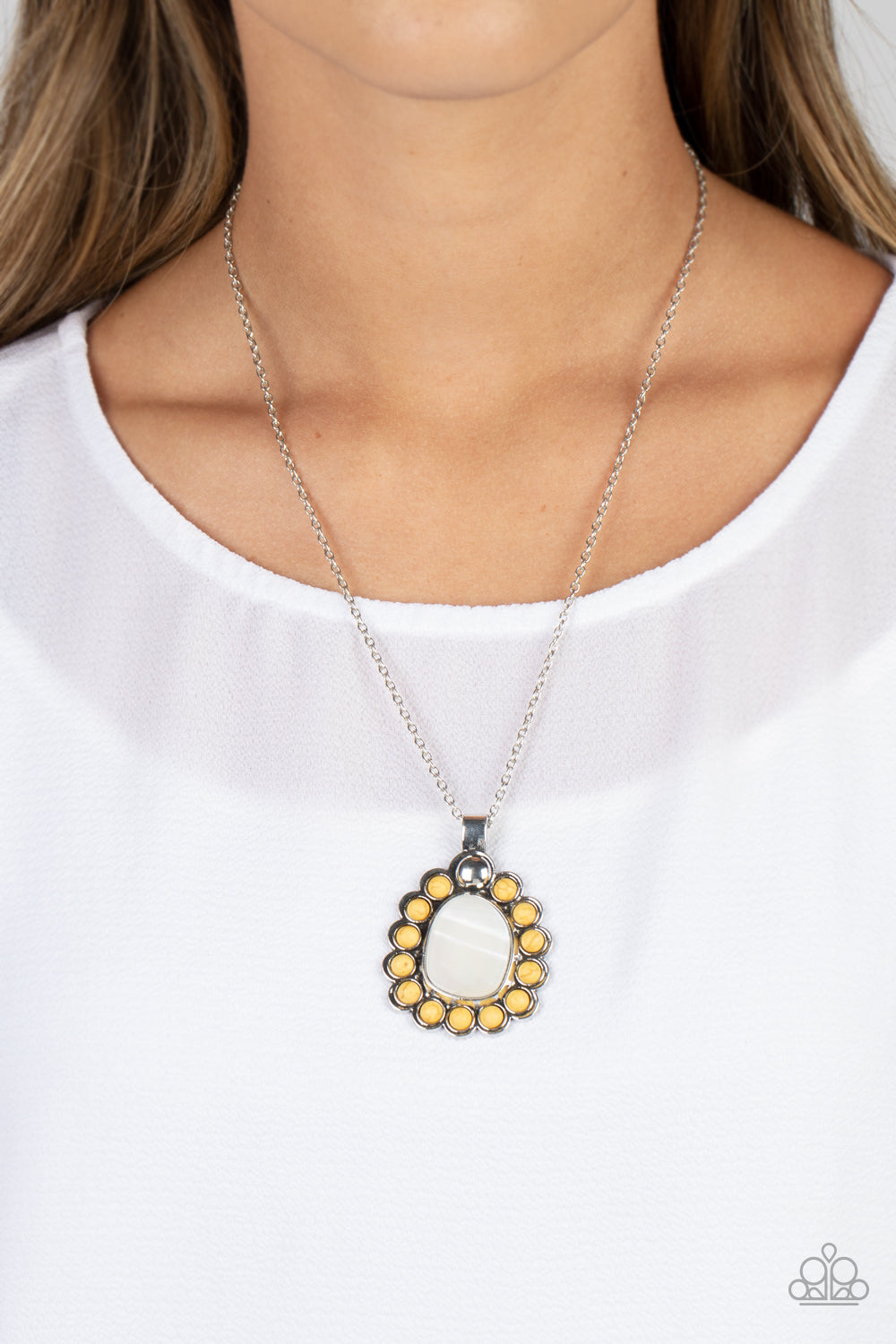 Sahara Sea - Yellow Paparazzi Necklace (PZ-106)