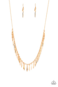 Striking Sheen - Gold Paparazzi Necklace (#5418)