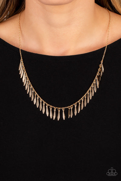 Striking Sheen - Gold Paparazzi Necklace (#5418)