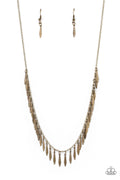 Striking Sheen - Brass Paparazzi Necklace (PZ-2903)
