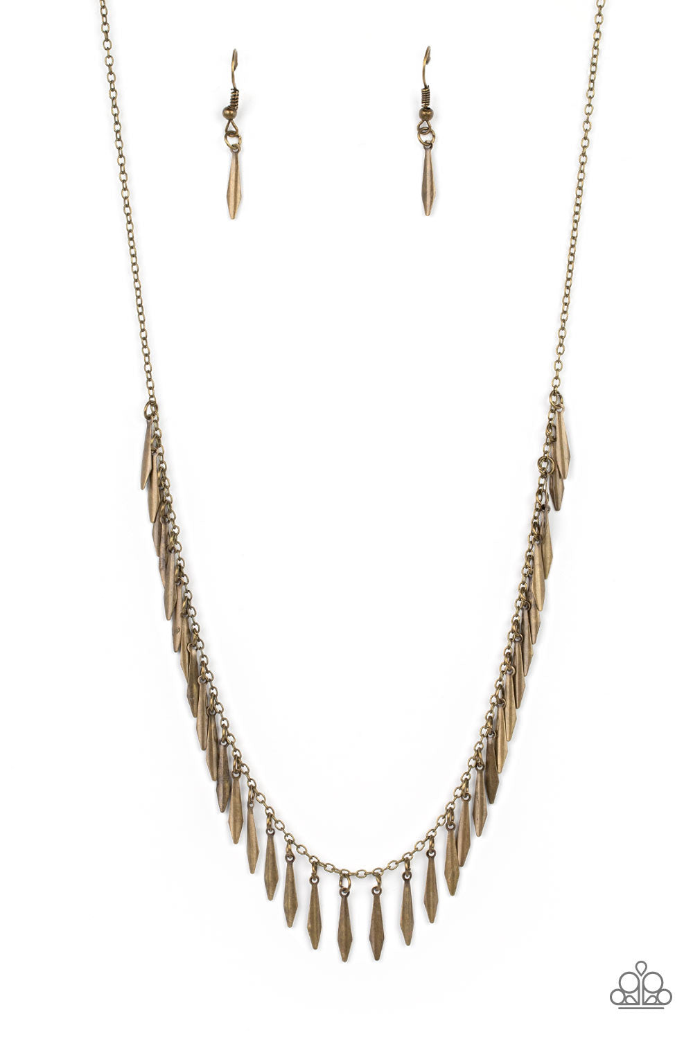 Striking Sheen - Brass Paparazzi Necklace (PZ-2903)